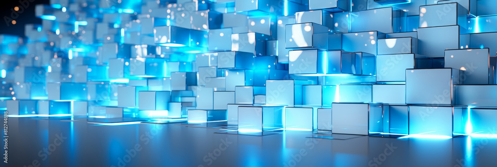 Aufkleber futuristic space-age material background with multifunctional 3d cubes in wide format