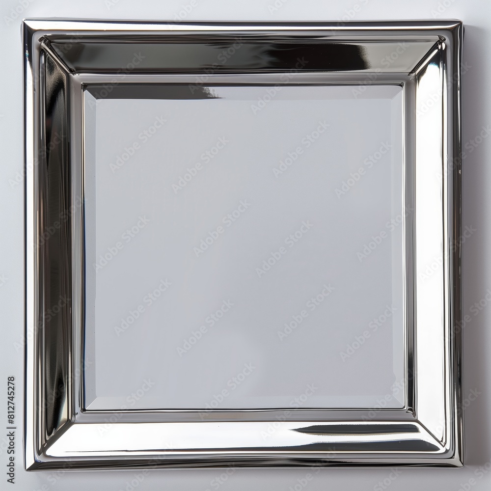 Poster a square mirrored chrome frame with rounded bevel.