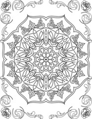 Printable Mandala Coloring Page for Adults. Educational Resources for School for Kids. Adults Coloring Book. Mandala Coloring Activity Worksheet.
