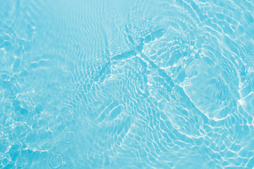 Blue water with ripples on the surface. Defocus blurred transparent blue colored clear calm water...