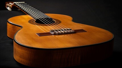 Fototapeta premium Waist part view of guitar with nylon string