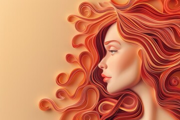 Portrait of a woman with long red hair and curls, suitable for various projects