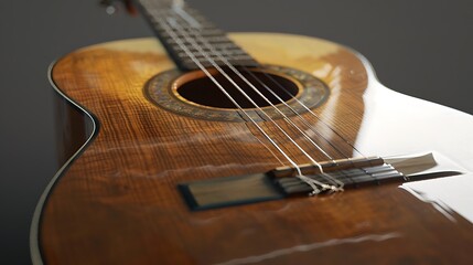 Obraz premium Waist part view of guitar with nylon string