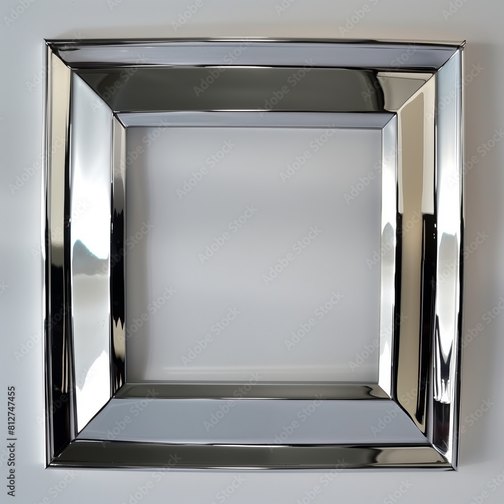 Poster a square mirrored chrome frame with rounded bevel.