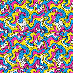 Whimsical abstract blob liquid paint pattern, adding a playful element to fabric and wallpaper