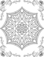 Printable Mandala Coloring Page for Adults. Educational Resources for School for Kids. Adults Coloring Book. Mandala Coloring Activity Worksheet.