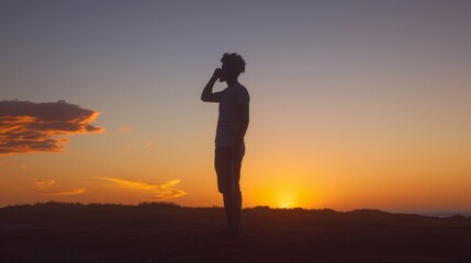 Silhouette Against the Sunset Sky