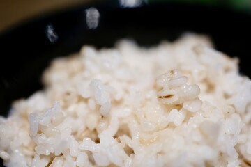 茶碗に盛られた麦ご飯