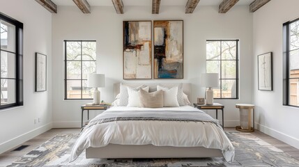 modern bedroom with white walls