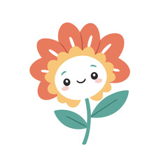 Cute vector illustration of a Flower for children book