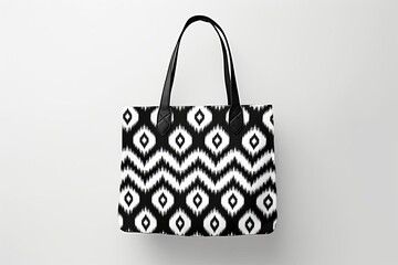Ikat tote bag flat design top view everyday carry theme animation black white