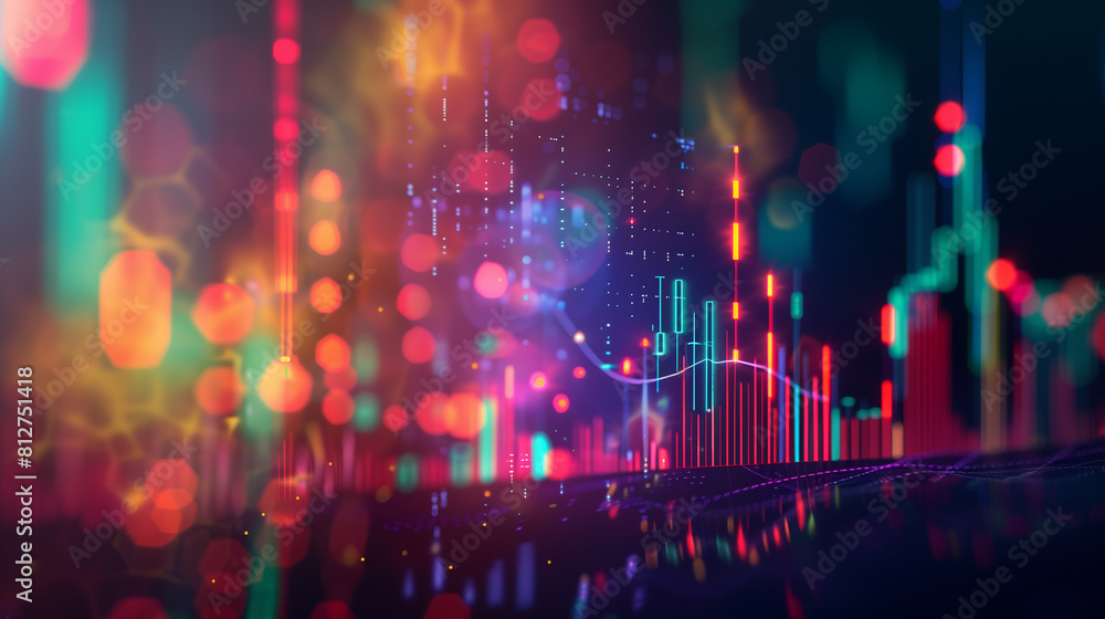 Aufkleber a colorful, abstract image with a lot of dots and lines. the image is a representation of a wave, wi