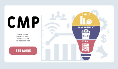 cmp - crisis management plan acronym. business concept background. Vector illustration for website banner, marketing materials, business presentation, online