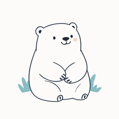 Vector illustration of a charming Polarbear for toddlers' learning adventures
