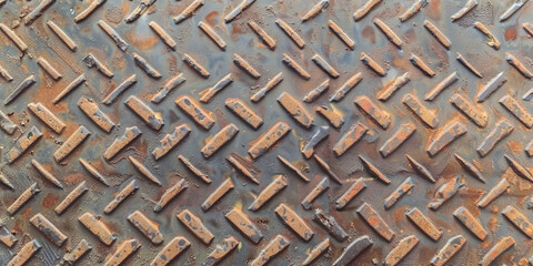 texture old rusted diamond plate background, old metal background , old  steel surface