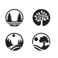 vector set of nature logo silhouettes