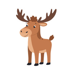 Cute vector illustration of a Moose for children book