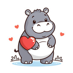 Cute Hippo vector illustration for kids story book