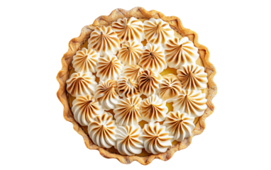 Top view Lemon Meringue Pie element cut out transparent isolated on white background PNG file artwork graphic design
