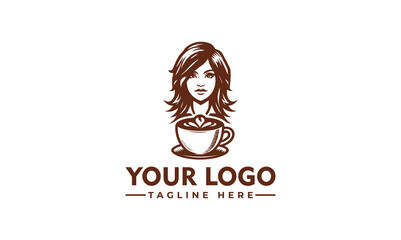 woman barista coffee vector female logo woman coffee vector logo design modern cafe logo of a woman holding coffee