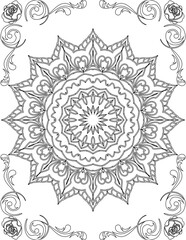 Printable Mandala Coloring Page for Adults. Educational Resources for School for Kids. Adults Coloring Book. Mandala Coloring Activity Worksheet.