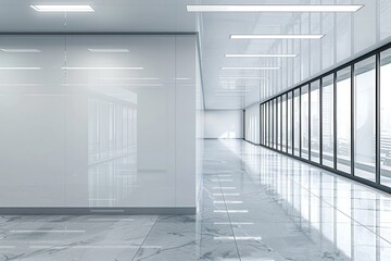 Obraz premium Empty Wall Mockup in Modern Office Interior created with Generative AI