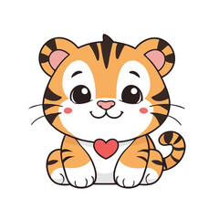 Cute Tiger for children's books vector illustration