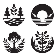 vector set of nature logo silhouettes