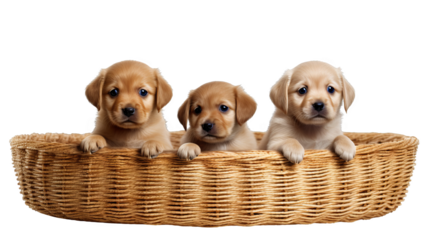 little dogs of a basket cut out transparent isolated on white background ,PNG file ,artwork graphic design.