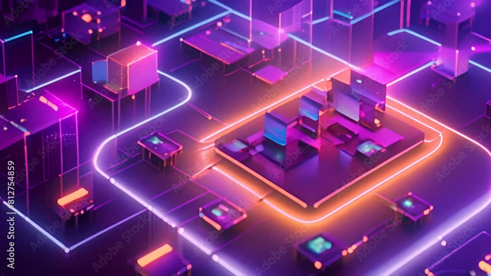 Poster futuristic 3d cloud computing concept generative ai