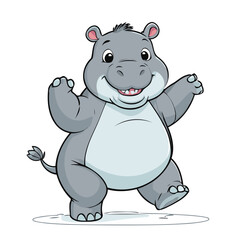 Cute Hippo for early readers' adventure books vector illustration