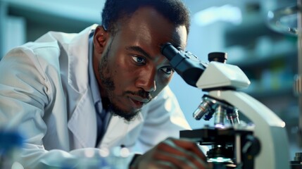 Researcher Working with Microscope