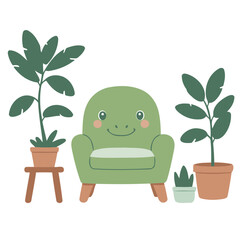 Cute vector illustration of a Dino for children story book