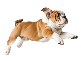  jumping bulldog puppy cut out transparent isolated on white background PNG file