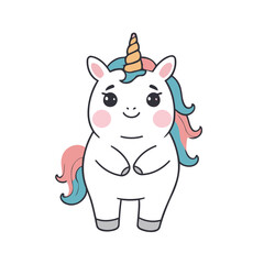 Cute Unicorn for children's books vector illustration