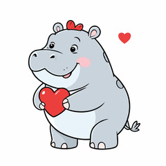 Cute Hippo for young readers' picture book vector illustration