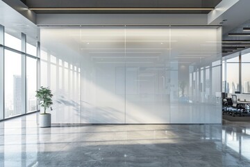 Fototapeta premium Empty Wall Mockup in Modern Office Interior created with Generative AI