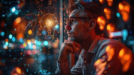 A man's face is shown in a computer generated image with a lot of numbers