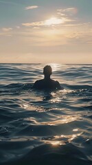 silhouette a man in the ocean