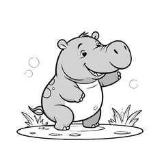 Vector illustration of a charming Hippo for toddlers' learning adventures