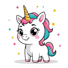 Cute vector illustration of a Unicorn for youngsters' picture books