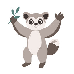 Cute Lemur for kids story book vector illustration