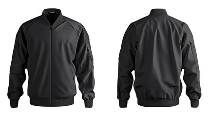 Black Jacket mockup design cut out transparent isolated on white background ,PNG file ,artwork graphic design.