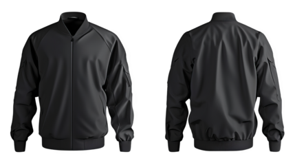 Black Jacket mockup design cut out transparent isolated on white background ,PNG file ,artwork graphic design.
