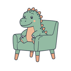 Vector illustration of a cute Dino for kids story book