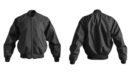 Black Jacket mockup design cut out transparent isolated on white background ,PNG file ,artwork graphic design.