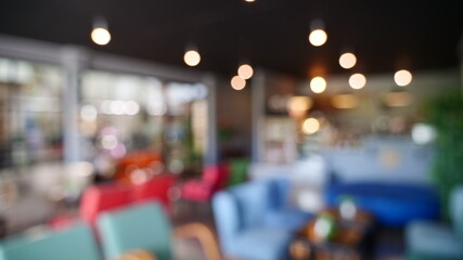 Blurry shopping mall background of store grocery. Blurred background shopping mall light bokeh...