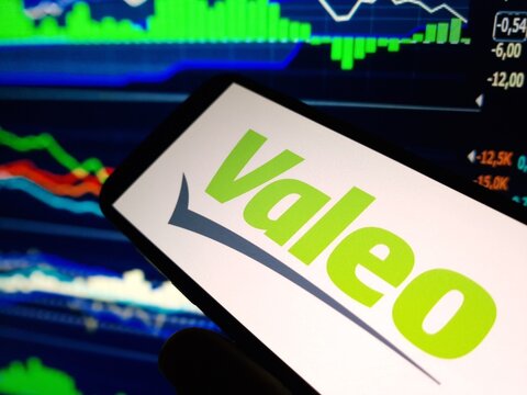 Konskie, Poland - May 11, 2024: Valeo company logo displayed on mobile phone