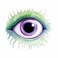 Enhance the details of this psychedelic eyeball. Make the veins more prominent and the eyeball appear to be bulging out of the frame.