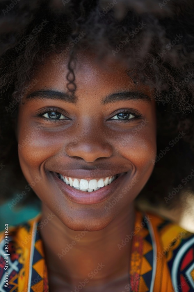 Poster close up of a person with a smile, suitable for various projects